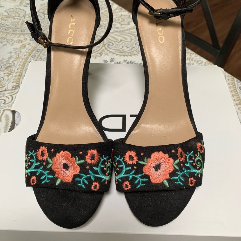 Aldo Flower Embroidered Heel